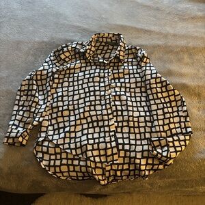 Primark Black and White Geometric Button Down Shirt